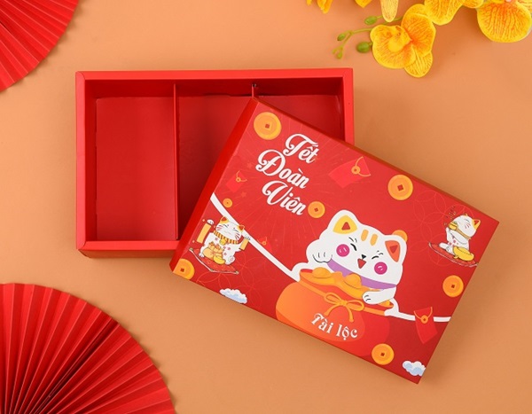 Mẫu hộp đựng mứt với màu sắc nổi bật