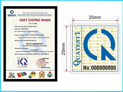 Kích thước của tem hợp quy CR thường là 25×25 mm