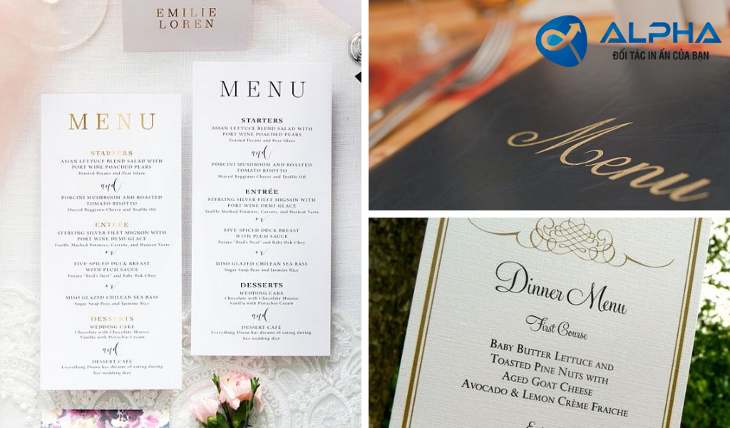 Menu tiệc - Sang trọng và tỉ mỉ đến từng chi tiết